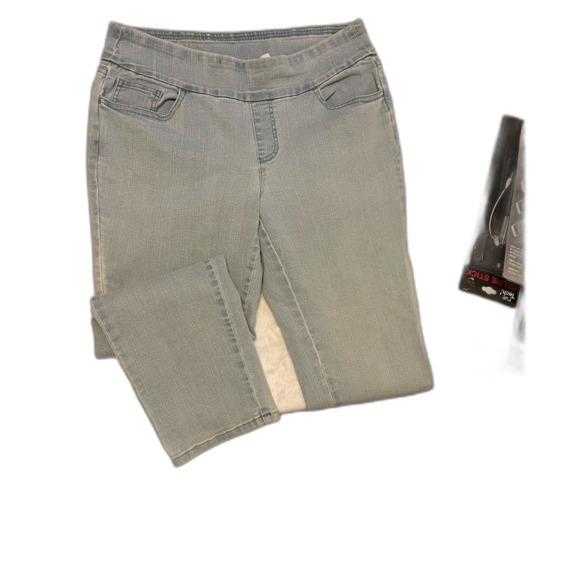 D&Co Denim and Company Skinny Leg Slip On Jeans Petite 12P - Picture 1 of 4